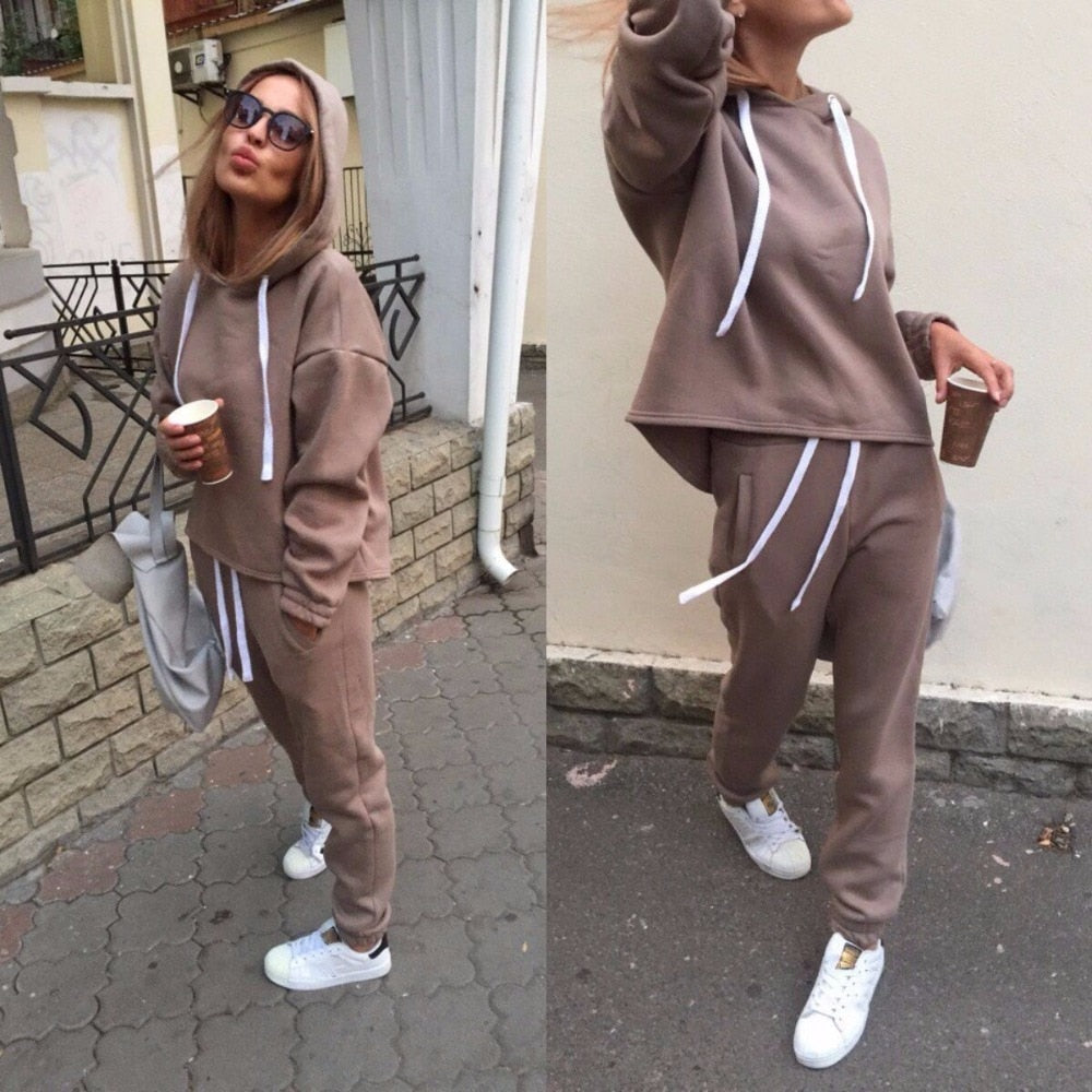 Hoodie Set Women Tracksuit 2 Piece Set Sport Casual Outfit